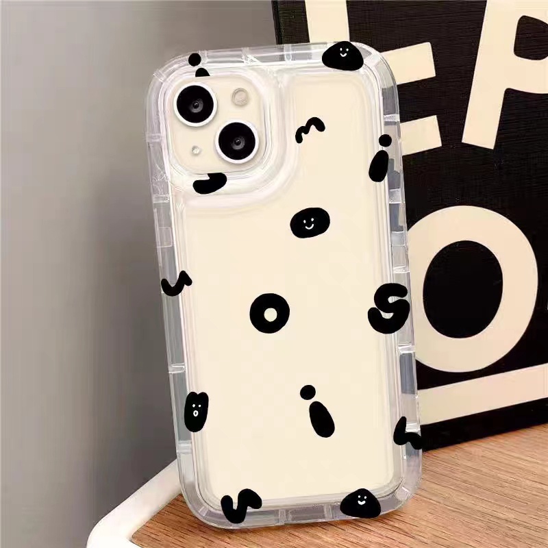 IPHONE Ins English Phone Case Cocok Untuk Iphone11 14 14pro 14plus 13 13mini 13pro 13prm iPhone12 7Plus 8Plus Xr XS 13 12mini Pro Max Empat Sudut Casing Ponsel Transparan Tahan Guncangan
