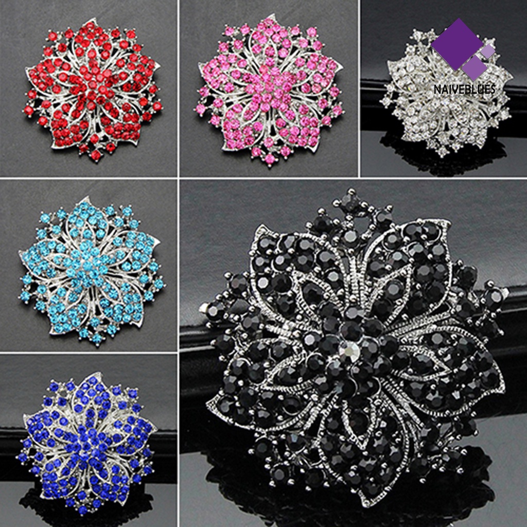 &lt; Naiveblues &gt; Bros Pin Indah Anti Karat Berlapis Perak Berlian Imitasi Mekar Bunga Breastpin Pacaran