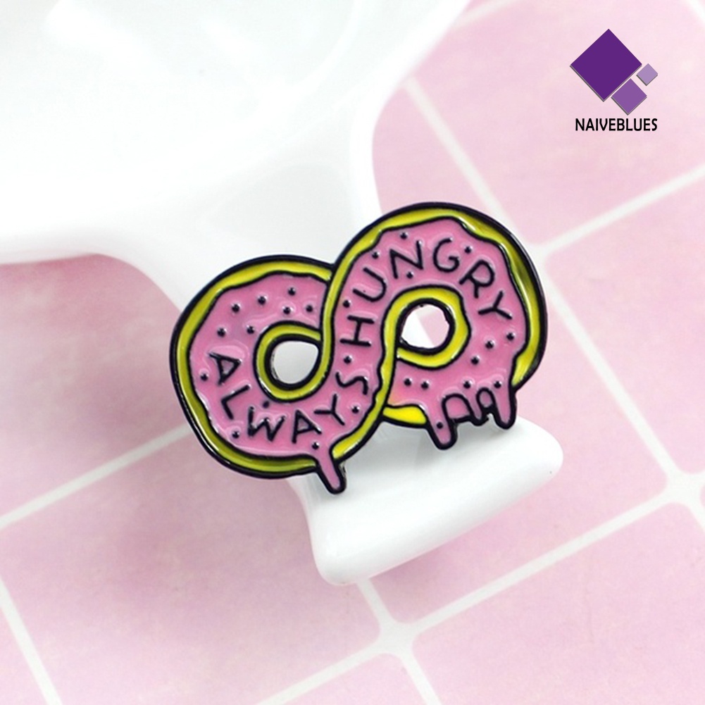 &lt; Naiveblues &gt; Pria Wanita Lucu Ganda Donat Makanan Enamel Pin Denim Ransel Hadiah