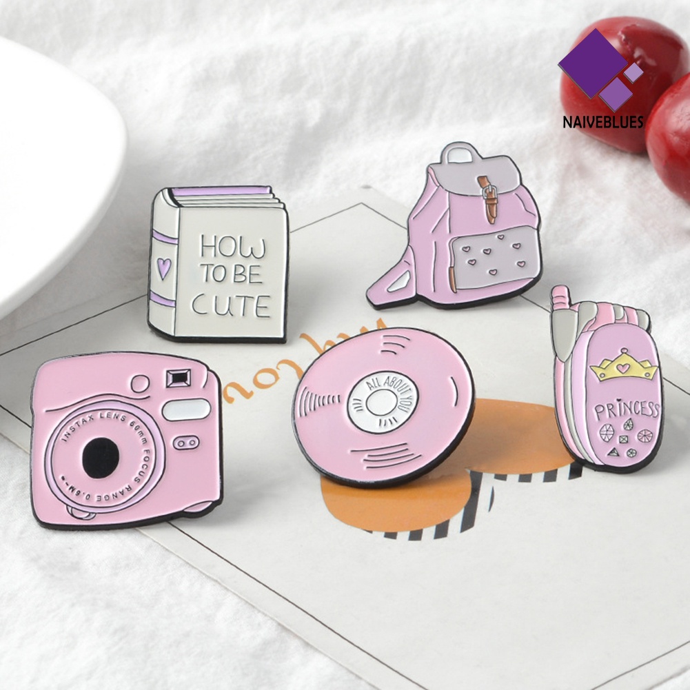 &lt; Naiveblues &gt; Ransel Kamera Buku Ponsel Rekam Enamel Pin Kerah Lapel