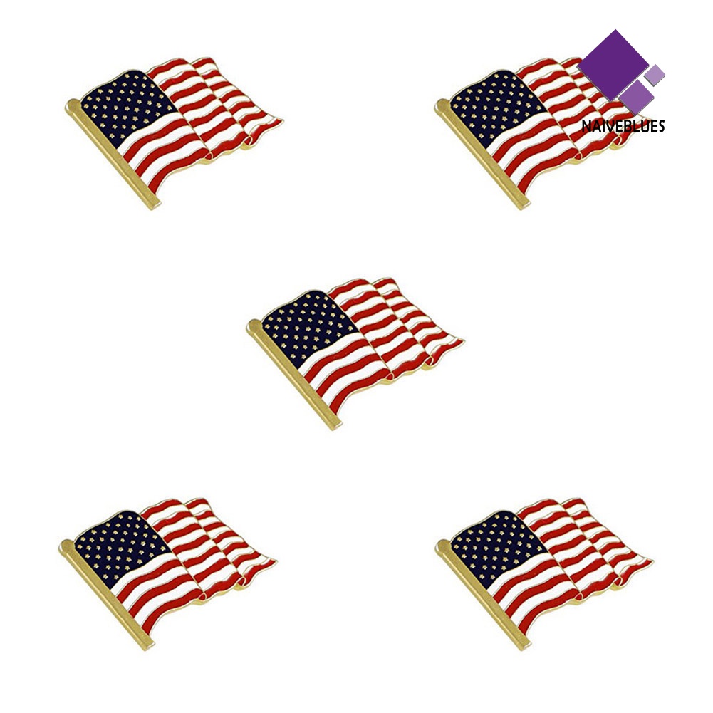 &lt; Naiveblues &gt; 5Pcs Unisex Bendera Amerika Enamel Bros Pin Jaket Lencana Tas Dekorasi