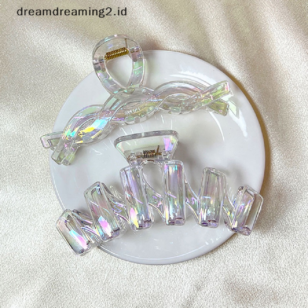 (dream) Wanita Hair Claw Gaya Korea Plastik Transparan Bando Jepit Rambut Ponytail Claw Clip Crab Aksesoris Rambut Hiasan Kepala//