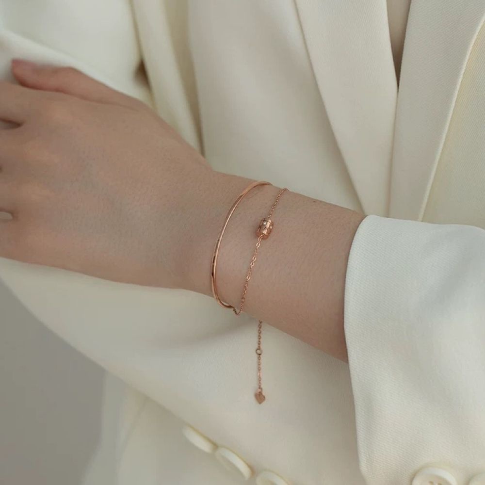 GROSIR Gelang tangan kombinasi tabung titanium stainless steel 316L import berkualitas anti karat bisa bayar di tempat COD