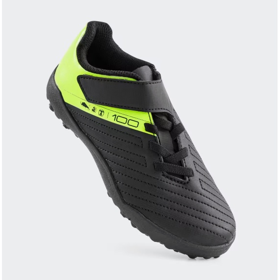 Sepatu Bola Futsal Anak Kids Rip Tab Turf Football Boots 100 Easy TF Black Yellow