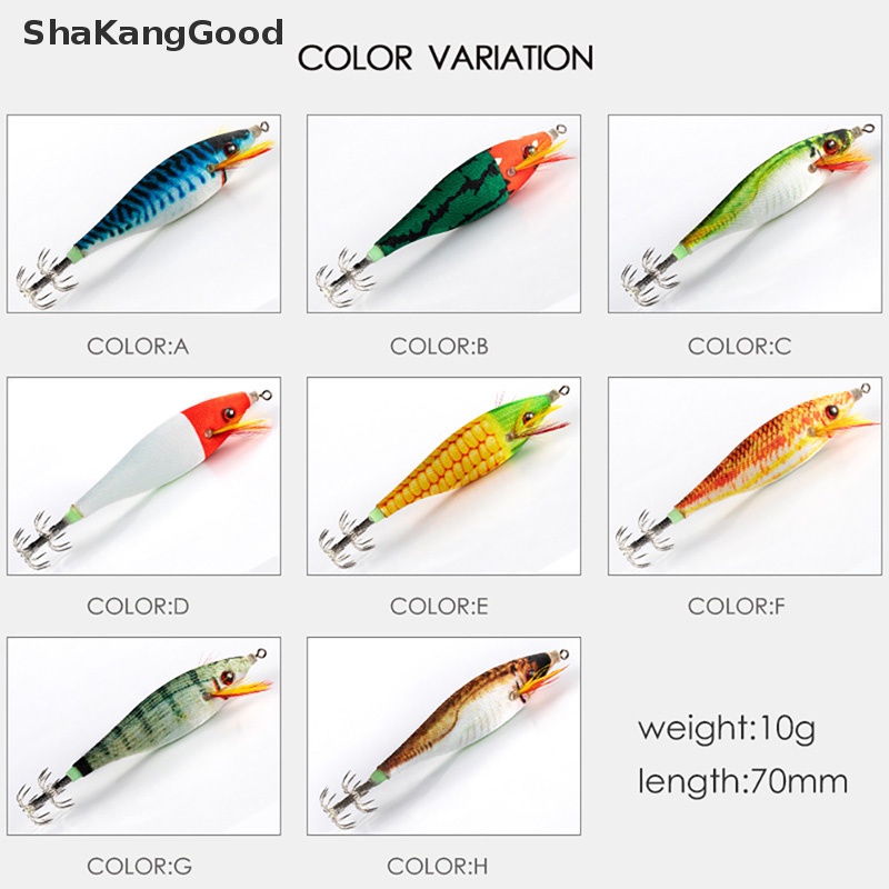 Skid 70mm 10g Floag Squid Jigs Fishing Lure Kaitan Cumi Udang Buatan Untuk SKK Laut