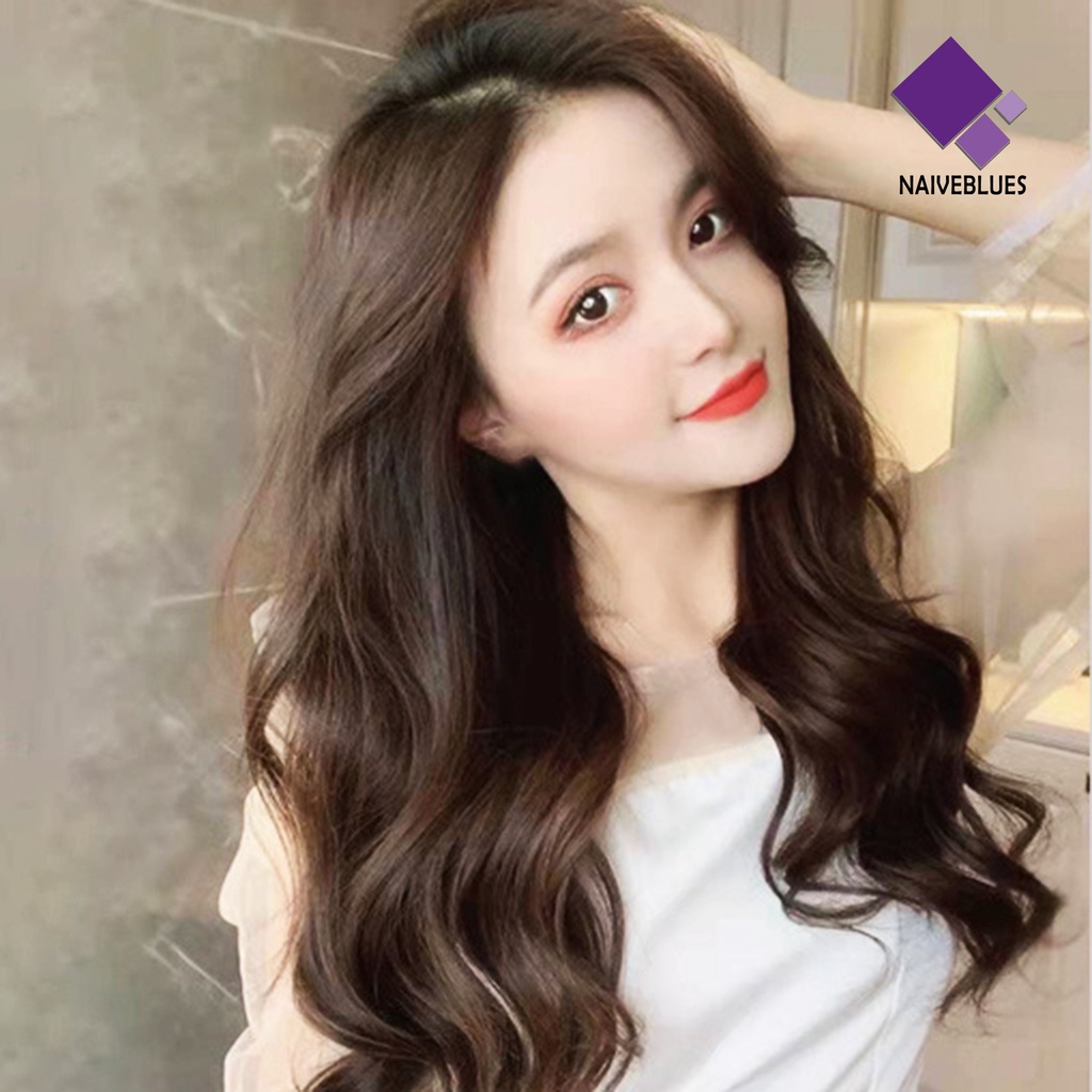 &lt; Naiveblues &gt; Wig Piece No Perm Fluffy Mensimulasikan U-Shaped Menebal Seamless One Piece Curly Partial