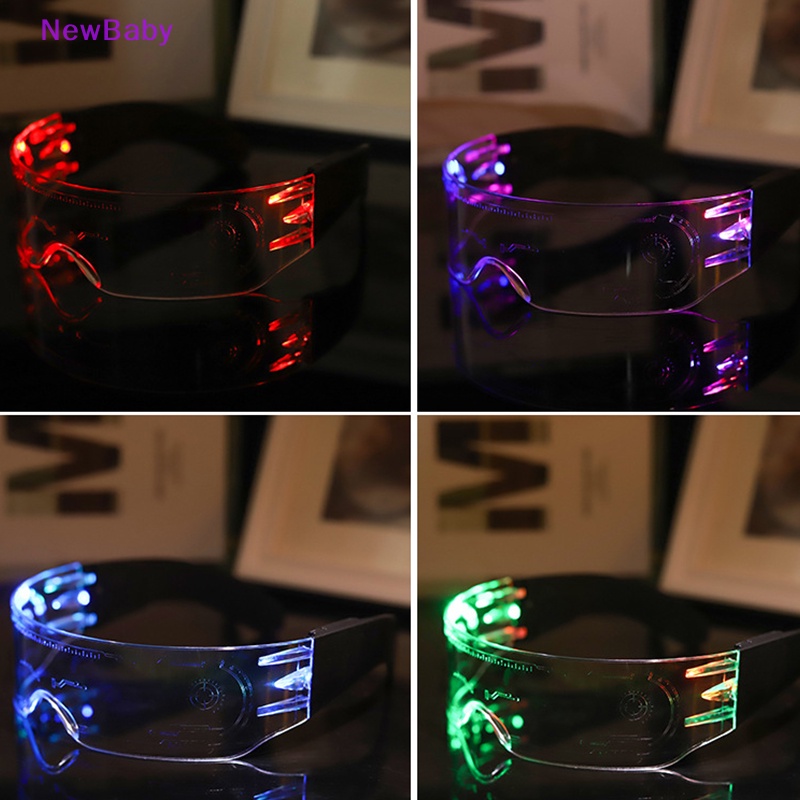 Newbaby LED Bercahaya Kacamata Vintage Punk Kacamata Pria Wanita Fashion Pesta Natal Warna-Warni Menyala Kacamata Shades ID