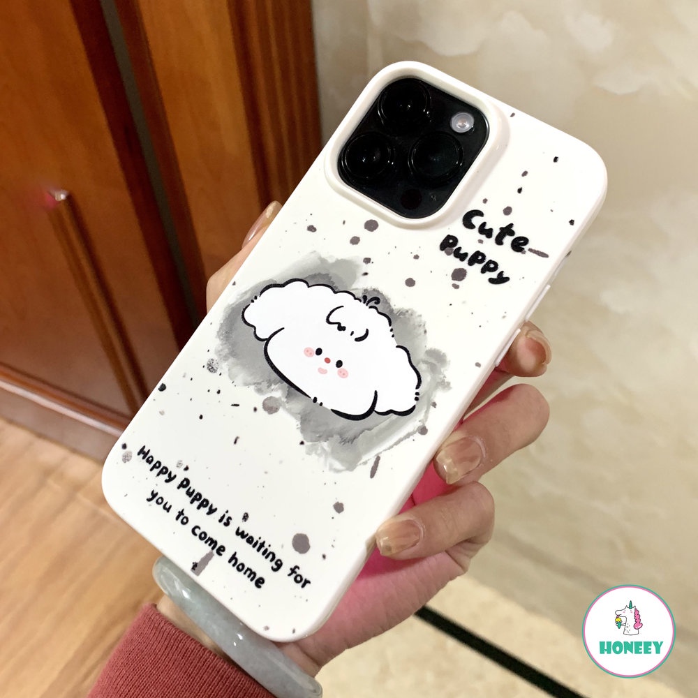 IPHONE Case Seni Kartun Puppy Percikan Tinta Sederhana Kompatibel Untuk Iphone14 13 12 11 Pro Max Xr Xs7 8 14 Plus Retro Graffiti Soft Cover