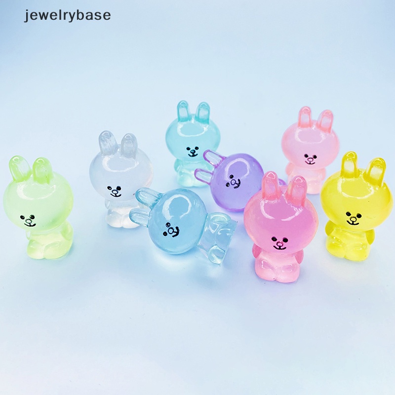 [jewelrybase] Kartun Lucu Kelinci Bercahaya DIY Miniatur Kerajinan Tangan Ornamen resin accessorie Butik