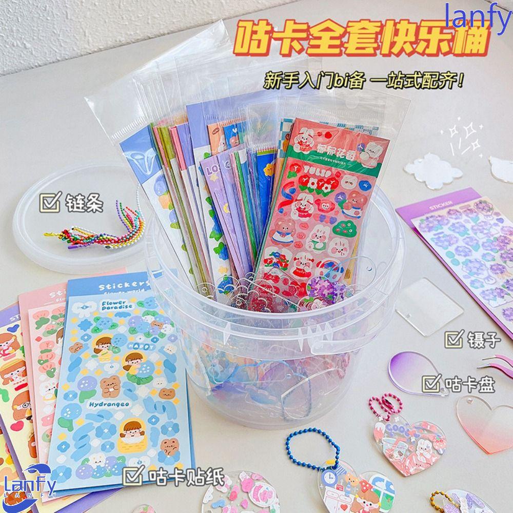 Lanfy Stiker Akun Tangan Mainan Anak Perempuan Diy Keyring Guka Sticker Set Waterproof Handbook Full Set Bahan Akun Tangan Diy Handbook Bahan Sticker