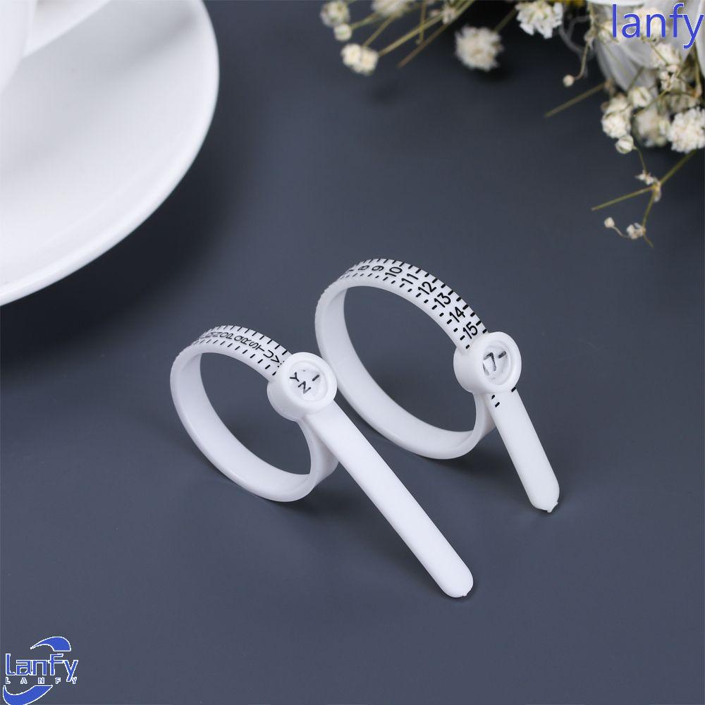 Lanfy Ring Sizer Ukur Perhiasan Alat Hitam Putih Ring Ruler Finger Size Tester Dengan Kaca Pembesar UK/US/EU Size Finger Size Coil