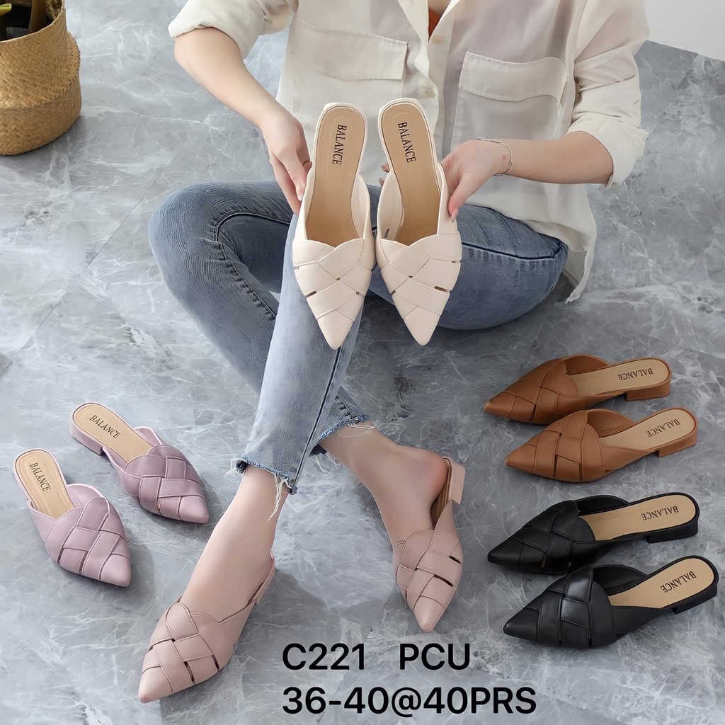 Sandal Sepatu Hak Motif Ketupat Balance C221