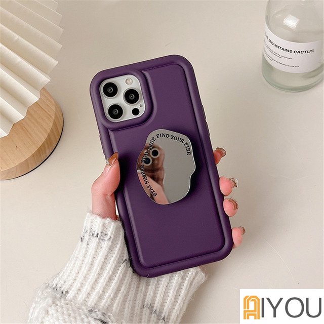 Mewah Korea Irregular Bracket Mirror Case Untuk iPhone 14pro Max 13pro 12 Pro 11 X XS XR Bantalan Udara Penyerap Goncangan Anti Jatuh Airbag Soft Case