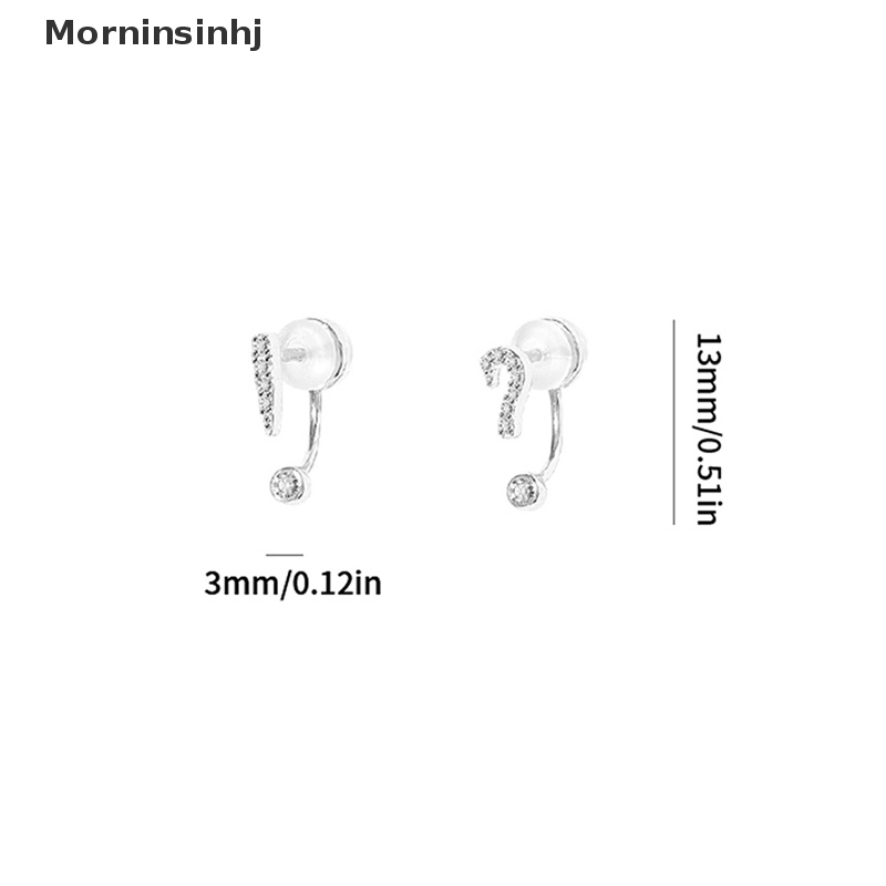 Mornin Anting Stud Tanda Tanya Kristal Fashion Korea Untuk Wanita Warna Silver Aksesoris Perhiasan Pernikahan Hadiah id