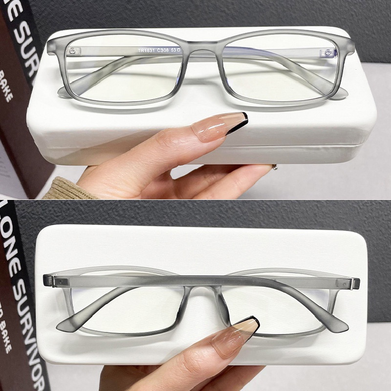 (YUZHU) Korea Fashion TR90 Persegi Panjang Sempit Lebar Kacamata Vintage Fashion Bingkai Kecil Eyeglasses Unisex