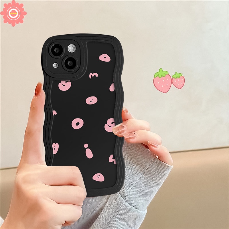 Casing Pasangan Untuk Realme C53 C33 C35 C20 5 10 9i 6i 8Pro 7 9 Pro+C55 C12 C15 C25Y C11 C21Y 7i 8 5s 8i 5i C25 C30 C25s C3 C1 C2 C17 C20A Alfabet Kartun Sederhana Smile Wavy Casing Edge