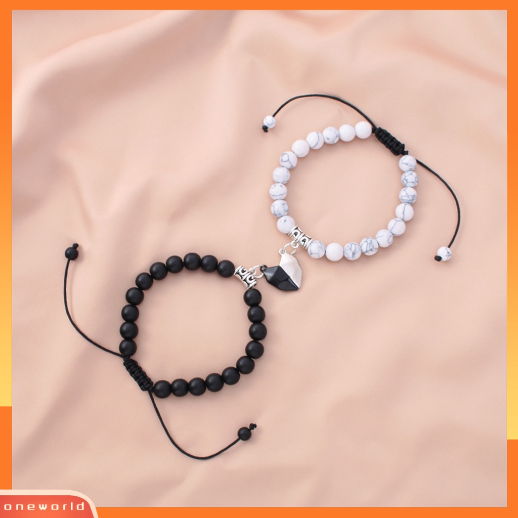 [EONE] 2 Pcs Couple Gelang ic Hati Pria Wanita Kilau Terang Halus Yang Sesuai Dengan Kekasih Gelang Perhiasan Hadiah