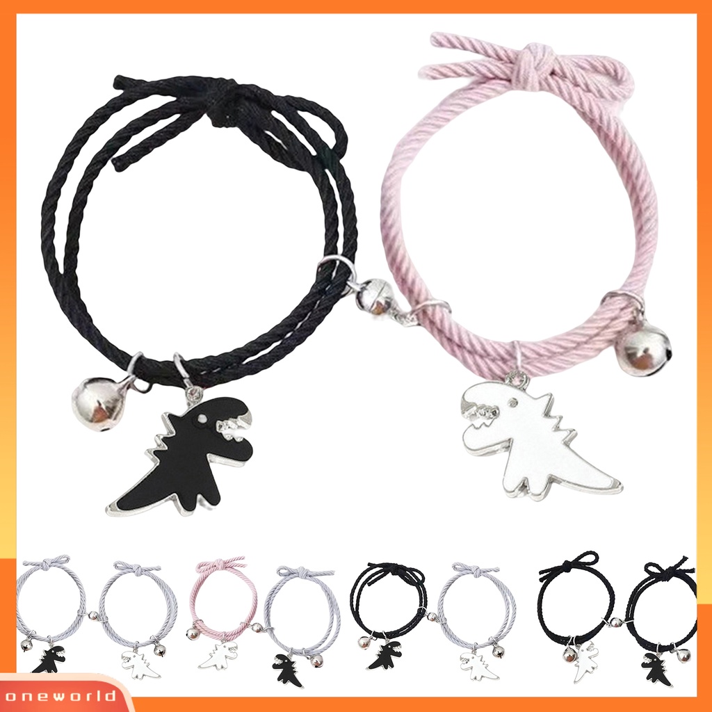 [EONE] 2pcs Braided Bracelet Hand Made Adjustable Pengerjaan Halus Elastis Dinosaurus Dekorasi Hias Minimalis Pasangan ic Senada Gelang Aksesori Pakaian