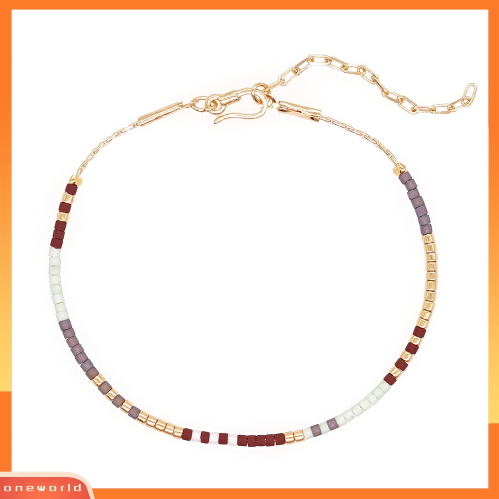 [EONE] Charms Gelang Handmade Boho Style Aesthetic Adjustable Kristal Imitasi Hadiah Perhiasan Colorfast Bohemian Etnik Manik-Manik Gelang Wanita Aksesori