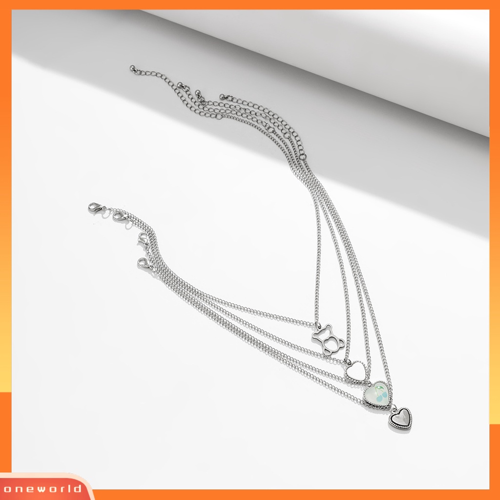 [EONE] 4 Pcs Wanita Kalung Jas Liontin Rantai Multi-layer Kepribadian Berdandan Anti Karat Indah Elektroplating Kalung Perhiasan Aksesoris