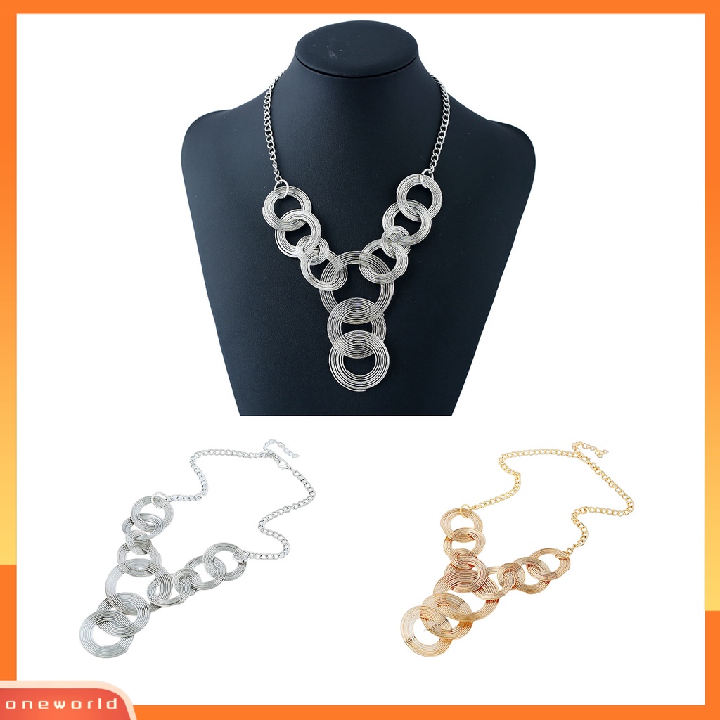 [EONE] Wanita Kalung Eropa Dan Amerika Geometris Minimalis Pengerjaan Halus Electroplating Dress Up Tahan Luntur Lingkaran Liontin Multilayer Pesona Kalung Perhiasan Aksesori