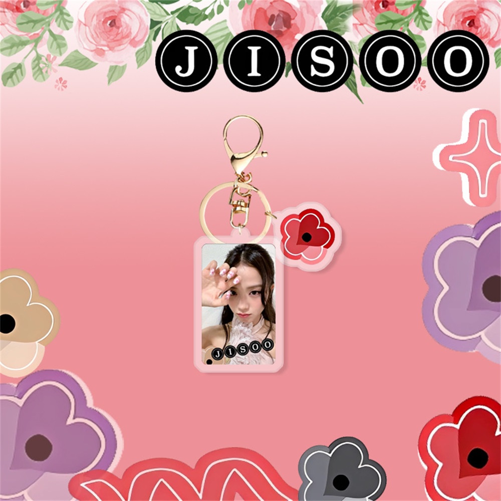 1pcs Blackpink Jisoo Bunga Gantungan Kunci Akrilik Key Chain Untuk Fans Keyring Liontin Tas Aksesoris Hadiah Blackpink