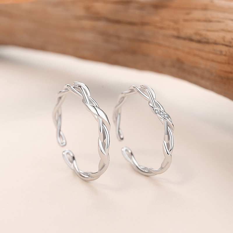 Berliku Mobius Couple Ring Sterling Silver Sepasang Desain Niche Sederhana Cincin Polos Twist Ring Female