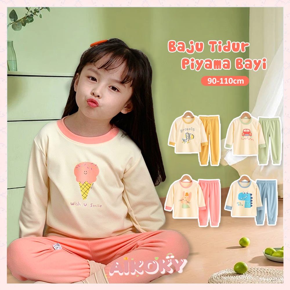 Aikoky Piyama Anak Lengan Panjang Celana Panjang / Baju Tidur Anak Laki Laki Perempuan