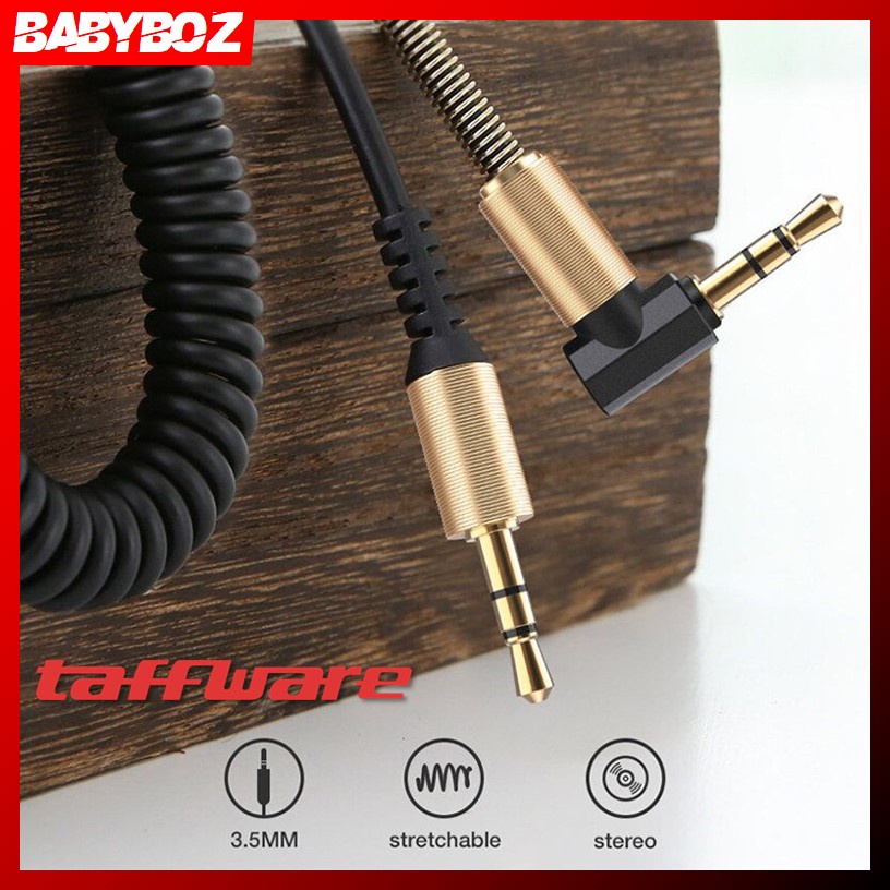 BBM - TAFFWARE Kabel Audio AUX 3.5mm Spring L Jack 1.5m - ZHY43938 Terbaik