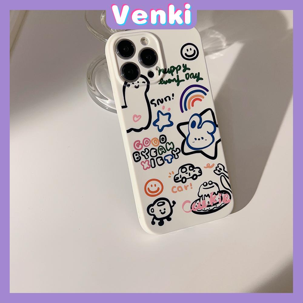 VENKI - For iPhone 11 iPhone Case White Glossy Film TPU Soft Case Shockproof Phase Cover Protective Cartoon Alphabet Compatible with iPhone 14 13 Pro max 12 Pro Max xr xs max 7 8