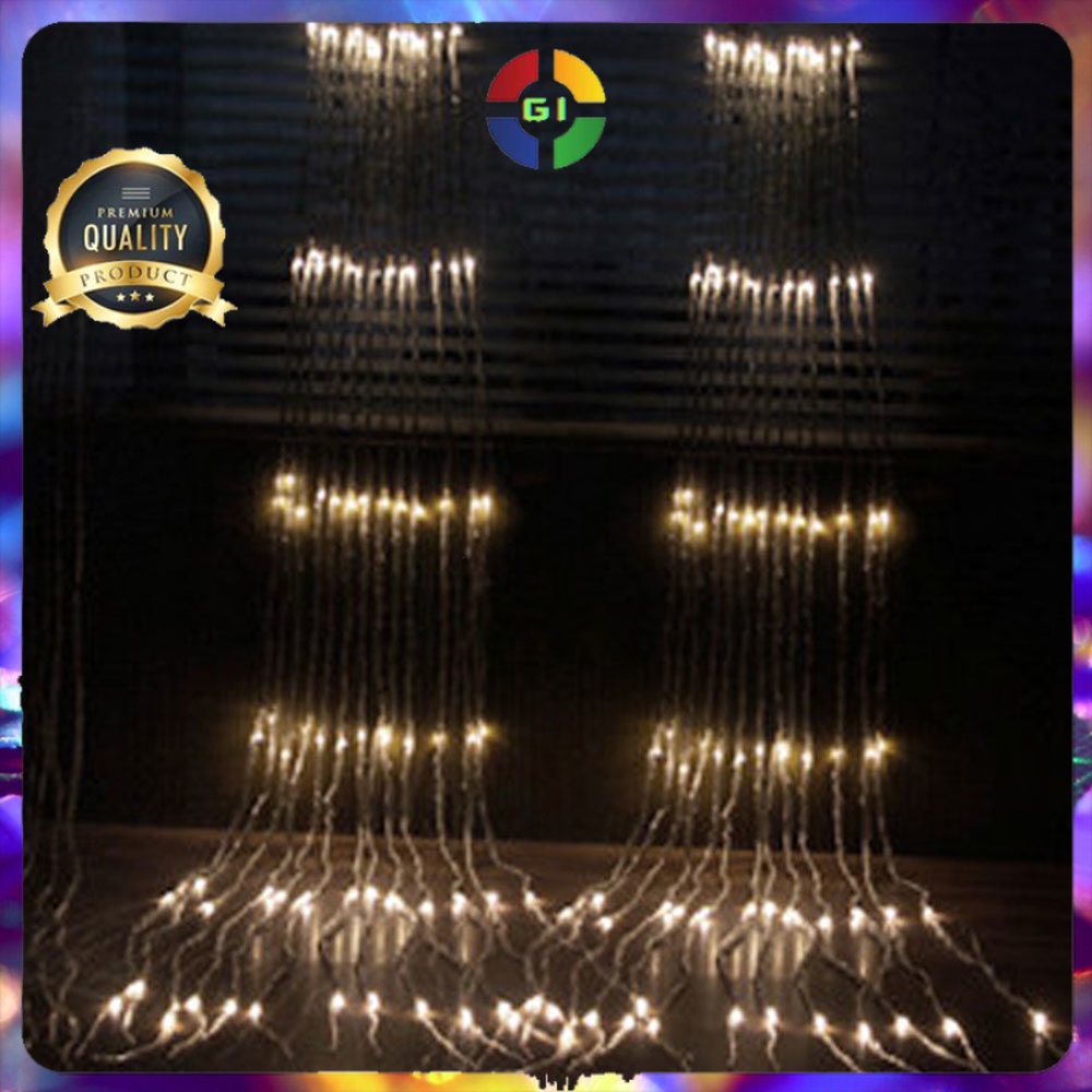 Lampu Hias Gorden String Lights Wall Decoration 3x3Meter 320 LED Warm White