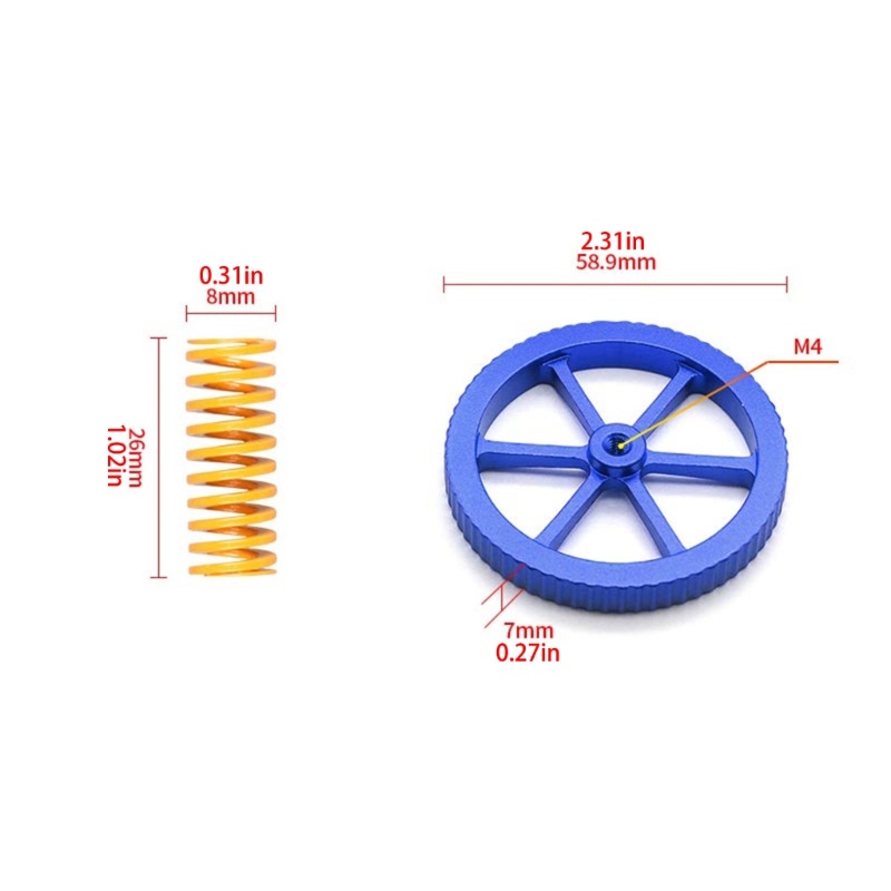 Btsg Aluminium Hand Twist Leveling Nut Dan Hot Bed Die Springs Pegas Kompresi Printer Untuk3, Ender5 /5 Plus/Pro, CR-