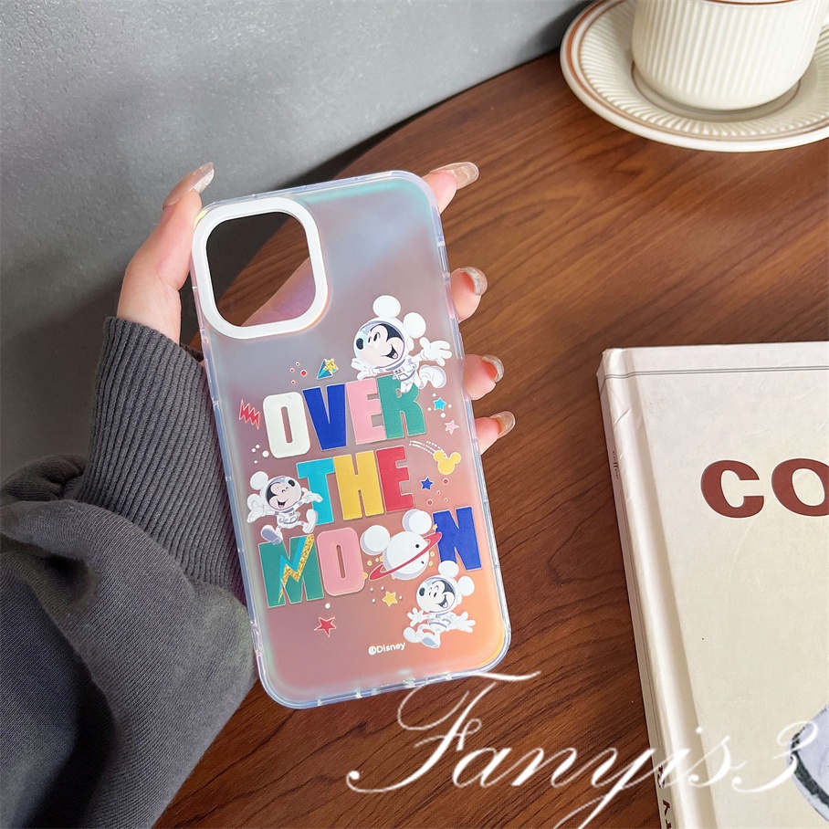Compatible For IPhone 14 13 12 11 Pro Max X XR Xs Max 8 7 Plus SE 2020 Kompatibel Untuk Cute Mouse Astronot IMD Laser Gradient Phone Case TPU Lembut Shockproof Cover Pelindung