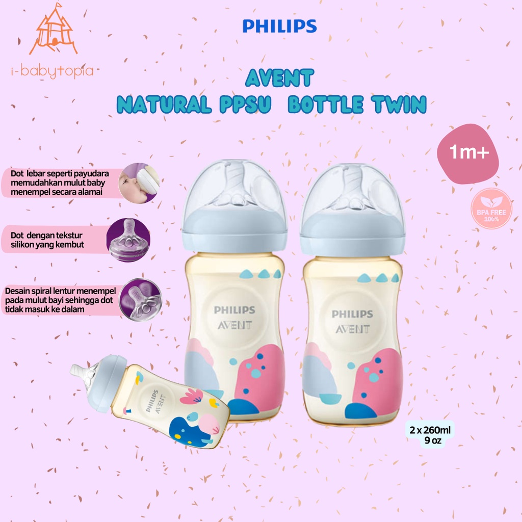 Avent Natural PPSU Bottle Twin 9oz 1m+