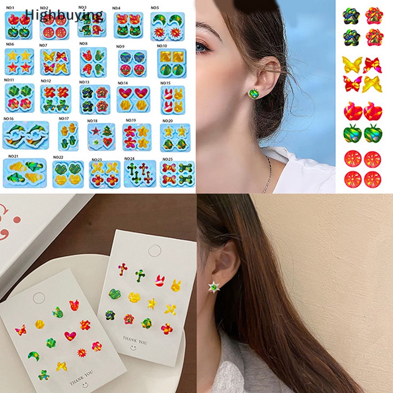 Hbid Mini Ear Studs Epoxy Cetakan Hewan Lucu Anting Liontin Perhiasan Dekoratif Silicone Molds DIY Jewellery Making Tools Glory