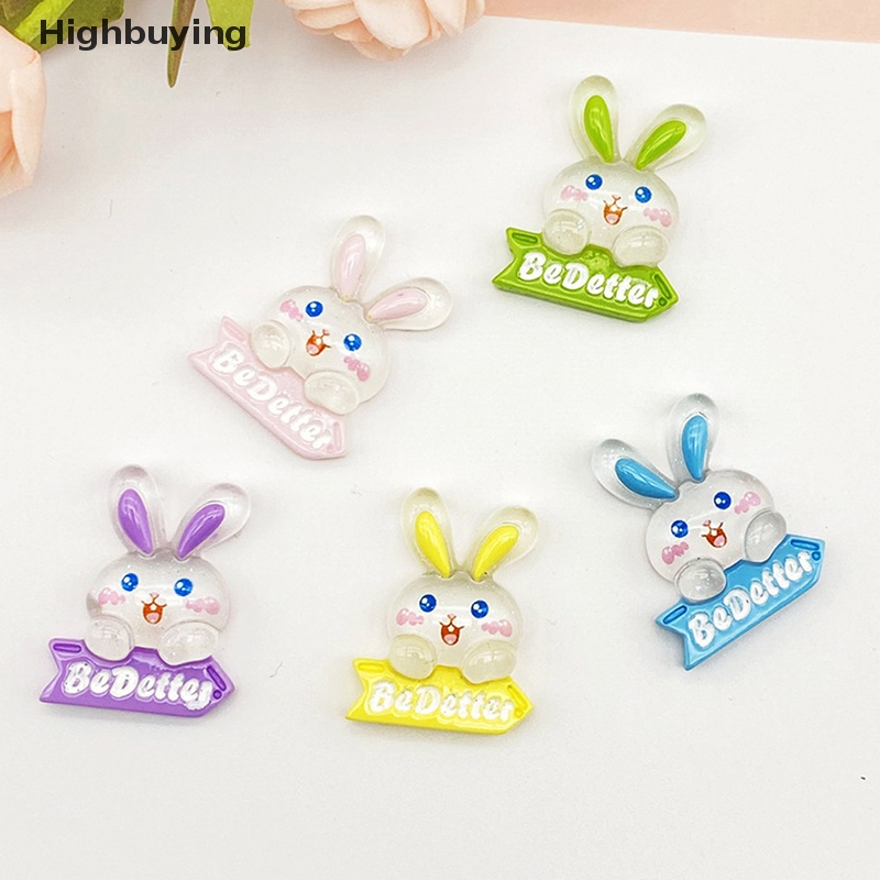 Hbid 5pcs DIY Fluorescence Rabbit Bunny Resin Aksesoris Untuk Bahan Crafg Perhiasan Ch Supply Seni Dekorasi Glory