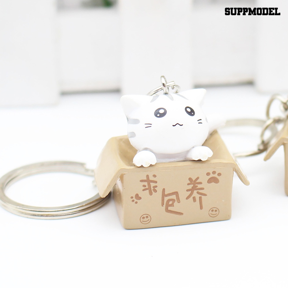 [SM Otomatis] Lovely Cartoon Kitten Box Pendant Keychain Gantungan Kunci Tempat Tas Gantung Hiasan