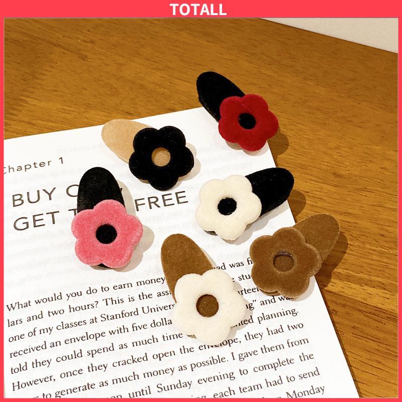 COD Jepit Rambut Wanita Korea Retro Velvet Flower Hair Clip Women High-end Bangs Side Clip Head Ornament-Totall