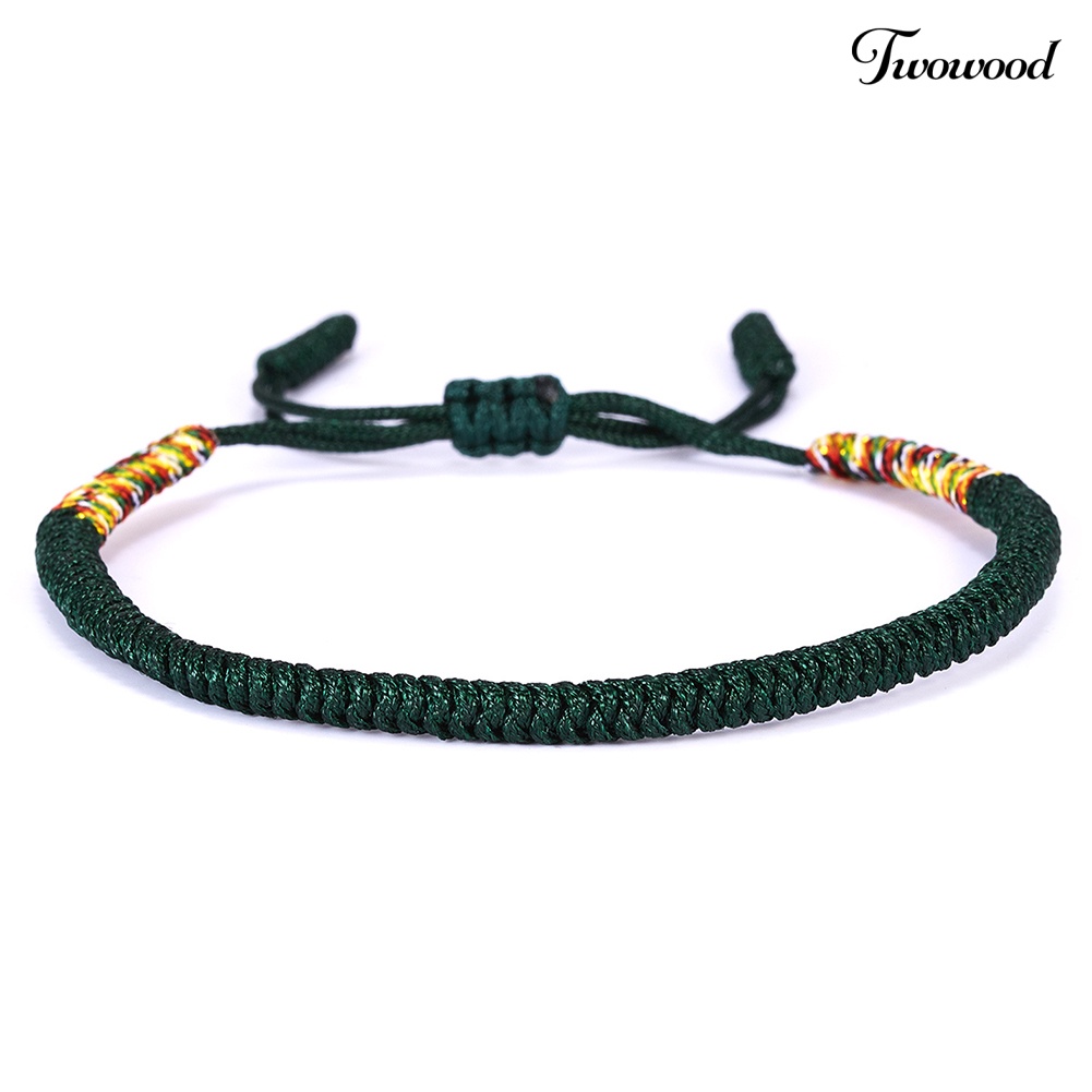 Twowood Wanita Pria Handmade Simpul Braided Rope Gelang Adjustable Beruntung Bangle Perhiasan