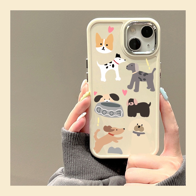 IPHONE Bingkai Tombol Logam Hitam Dan Putih Casing Ponsel Desain Puppy Layar Penuh Kompatibel Dengan Iphone12 13 14 11 Pro Max X Xs Max Xr Vvcdfr