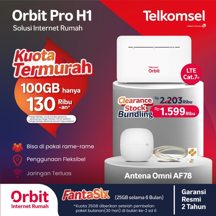 MODEM ROUTER HUAWEI B535 TELKOMSEL ORBIT PRO H1 WIFI 4G LTE 150GB - B535 ORBIT ONLY