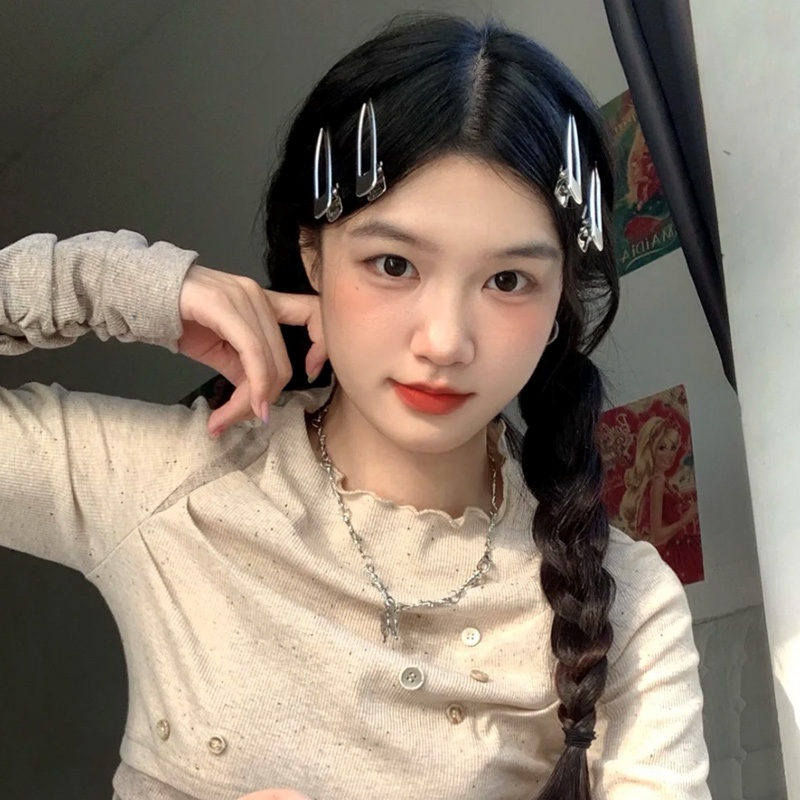 Dasar Logam Manis Keren Poni Jepit Rambut Make up Dahi Rusak Jepit Rambut Klip Sederhana Ins Blogger Duckbill Klip