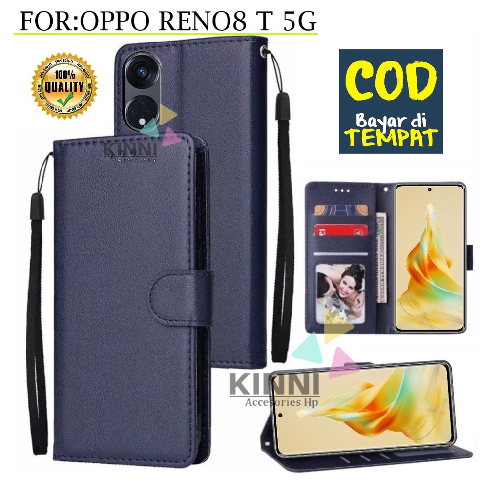 Flip Case Oppo Reno8 T 5G Wallet Case Kulit Casing Dompet Case Wallet Leather Flip Case Premium