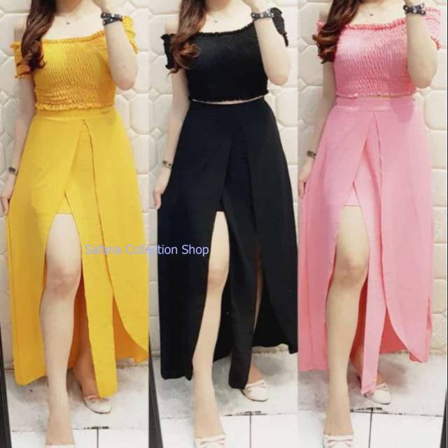 SABRINA LONG DRESS BODY CON BELAH PAHA/DRESS PANJANG KERUT PERUT / DRESS PESTA
