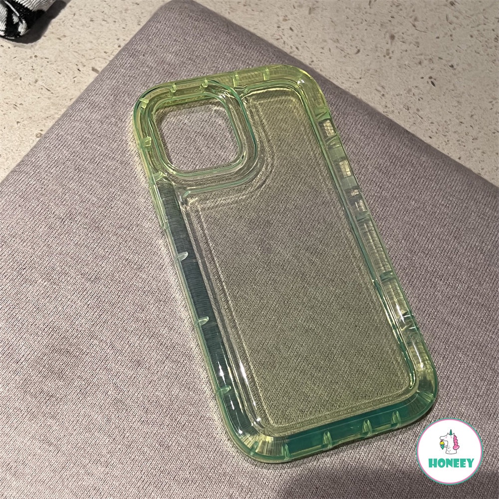 IPHONE Ins Gradien Sederhana Airbag Ponsel Case Kompatibel Untuk Iphone14 13 12 11 Pro Max 14 Pro Max Air Cushion Puff Bening Anti-Knock Lembut TPU Penutup Belakang