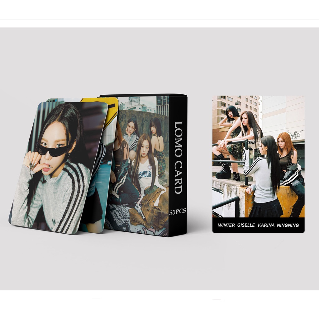 55pcs/box AESPA MY WORLD Photocards KARINA NINGNING GISELLE WINTER Kartu Lomo Kpop Postcards