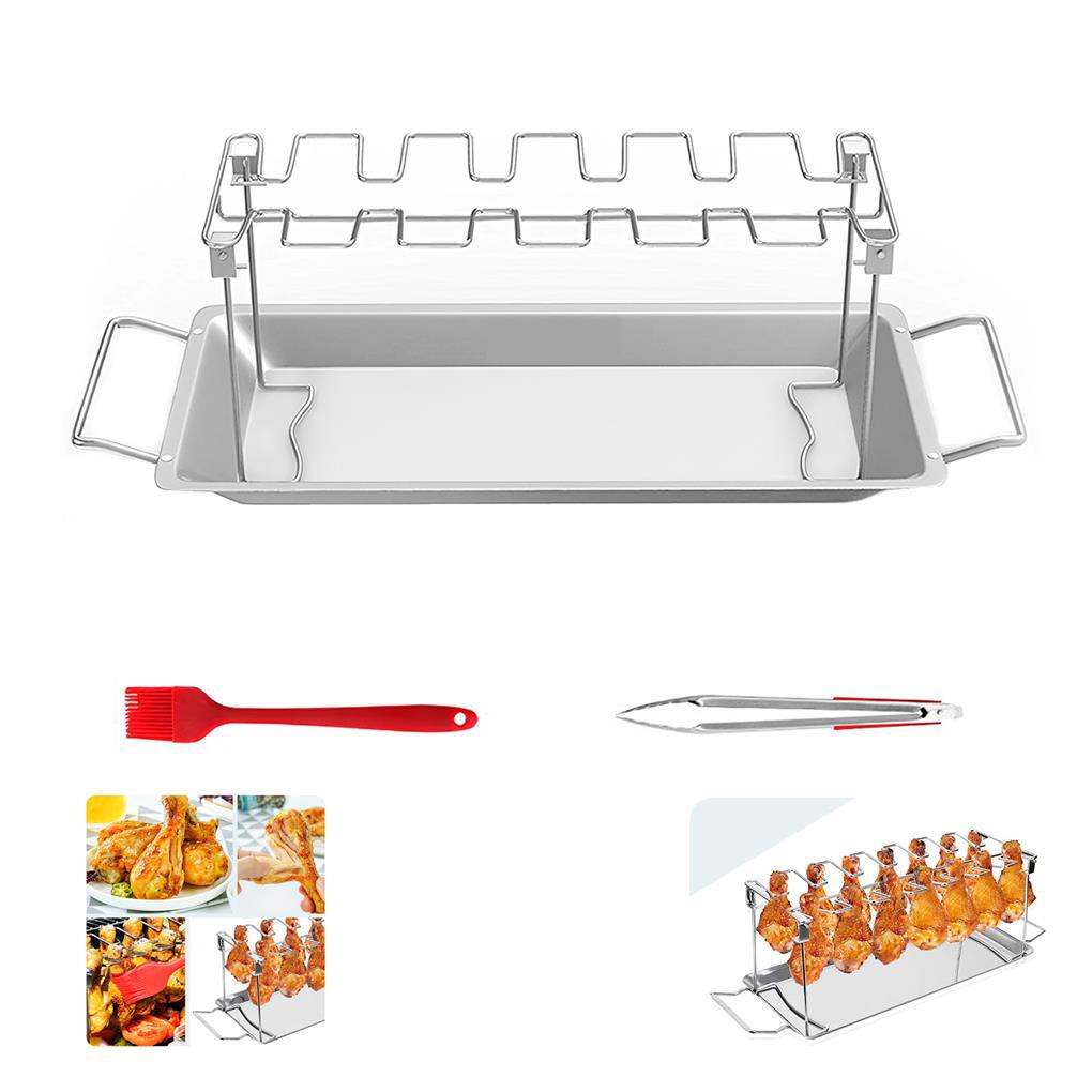 Rak Kaki Ayam Dan Sayap Untuk Digunakan Drumstick Oven Leg Rack Easy Rack Chicken Penghisap Asap Ayam 14holder Grill to Chicken Slot Wing Steel Stainless Untuk Masak Sempurna