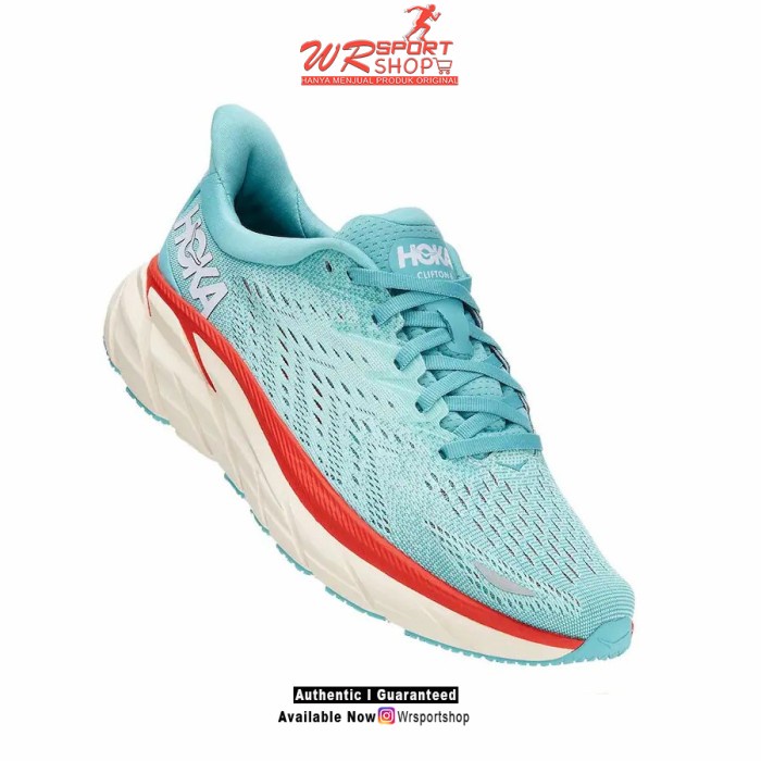 Hoka One One Clifton 8 Wide Womens Running - Aquarelle / Eggshell ORI