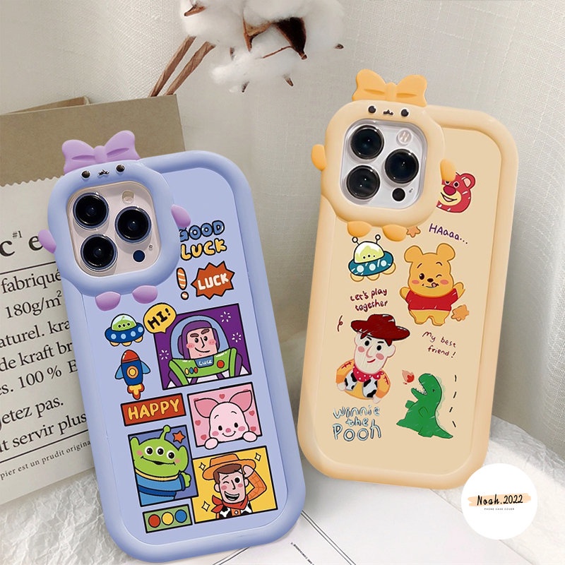 Casing Winnie Toy Story Lucu Untuk VIVO Y15s Y22s Y21 Y12i Y02s Y35 Y22 Y30 Y55 Y12 Y16 Y15 Y31 Y11 V25E Y75 V25 V23E Y17 Y33s Y91 Y15A Y20 V23 3D Ikatan Simpul Lensa Monsster Soft Case