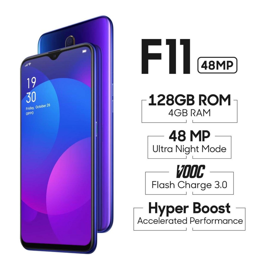 OPPO F11 SMARTPHONE 6GB/128GB 48 MP Ultra Night Mode Camera BARU - GARANSI